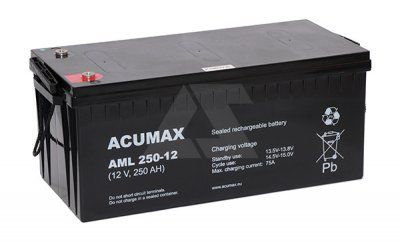 Батарея аккумуляторная Acumax AML250-12, 12V/250Ah, 224x522x230 HxLxW, 73.2kg, 10-12лет