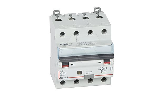 Дифф. авт. выключатель Legrand DX3, электромеханический, 4P, 40А, хар-ка C, 6кА, 30mA, тип AC, 7М