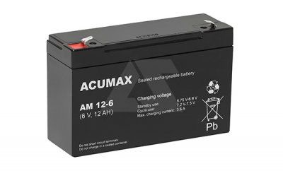 Батарея аккумуляторная Acumax AM12-6, T1, 6V/12Ah