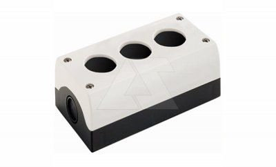 Корпус для поста кнопочного M22-I3, пластик, серый верх и черное основание, 3 монтажных места, IP67/69K