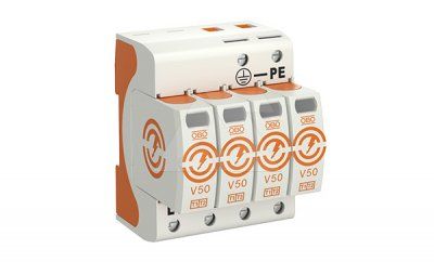 Разрядник V50-4-280, 4P, Un=230В, Iimp=50кА, Imax=160кА, Up=1.3кВ, класс В+C
