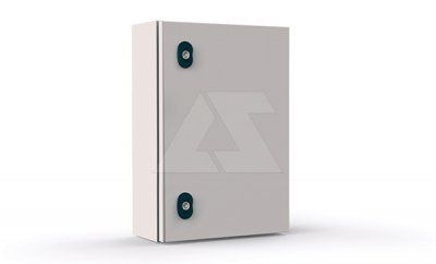 Щит моноблочный 1000x800x250мм (ВхШхГ) навесной с монтажной панелью, 1 глухая дверь, 2 замка, 2 пластины кабельного ввода, RAL7035, IP66