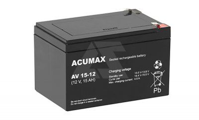 Батарея аккумуляторная Acumax AV15-12, T2, 12V/15Ah