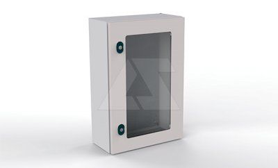 Щит моноблочный 1000x800x300мм (ВхШхГ) навесной с монтажной панелью, 1 прозрачная дверь, 2 замка, 1 пластина кабельного ввода, RAL7035, IP66