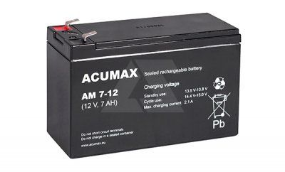 Батарея аккумуляторная Acumax AM7-12, T2, 12V/7Ah