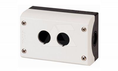 Корпус для поста кнопочного M22-I2, пластик, серый верх и черное основание, 2 монтажных места, IP67/69K