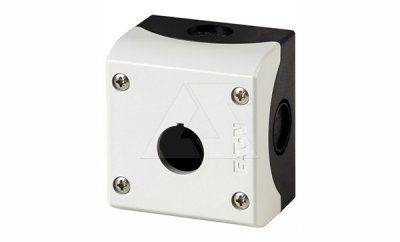 Корпус для поста кнопочного M22-I1, пластик, серый верх и черное основание, 1 монтажное место, IP67/69K