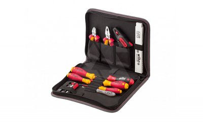 Набор инструмента Wiha в пенале: рукоятка с набором бит, отвертка эл. – 4шт, бокорезы, пассатижи, стриппер, отвертка инд., линейка складная 2м
