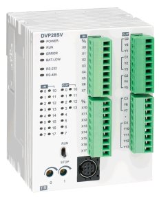 Программируемый логический контроллер DVP28SV11R2, 16DI, 12RO, 24VDC, 30K шагов, RS232, RS485