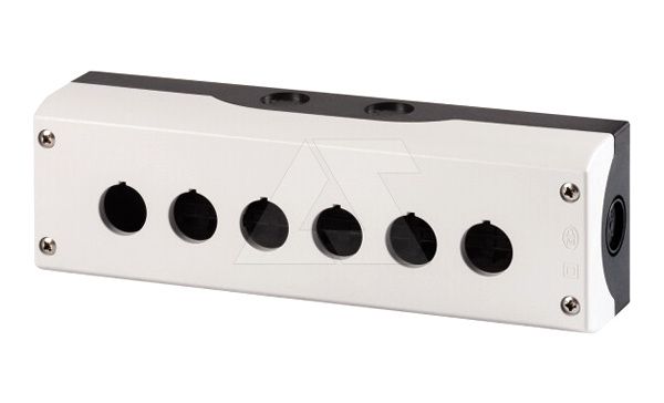 Корпус для поста кнопочного M22-I6, пластик, серый верх и черное основание, 6 монтажных мест, IP67/69K