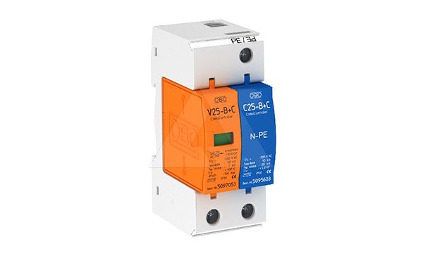Разрядник V25-B+C 1+NPE, 2P, Un=230В, Iimp=14кА, Imax=60кА, Up<0.9кВ, класс В+C