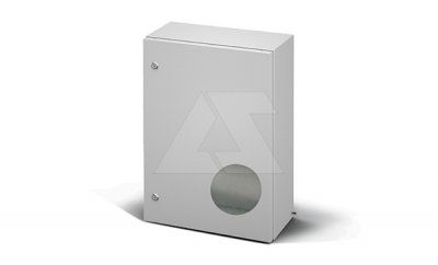 Щит моноблочный 600x600x300мм (ВхШхГ) навесной с монтажной панелью, EMC-версия, 1 глухая дверь, 2 замка, RAL7035, IP66