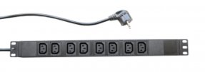 Блок розеток 19", 6 розеток Schuko, 4 розетки C13, 16А, кабель питания 2м с вилкой Schuko
