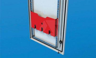 Карман из стали для документов большого формата, ширина щита 800мм, крепеж, RAL7035