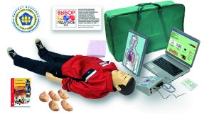 Т28к "Максим В/Р" Тренажёр сердечно-лёгочной и мозговой реанимации взрослого и ребёнка, с учебным и 4-мя тестовыми режимами, обучающей компьютерной анимационной программой, цифровым датчиком объёма и скорости вдыхаемого воздуха, в комплекте с сумкой