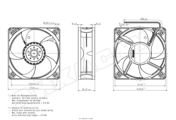 Вентилятор осевой промышленный Ebmpapst 4414/2 HU