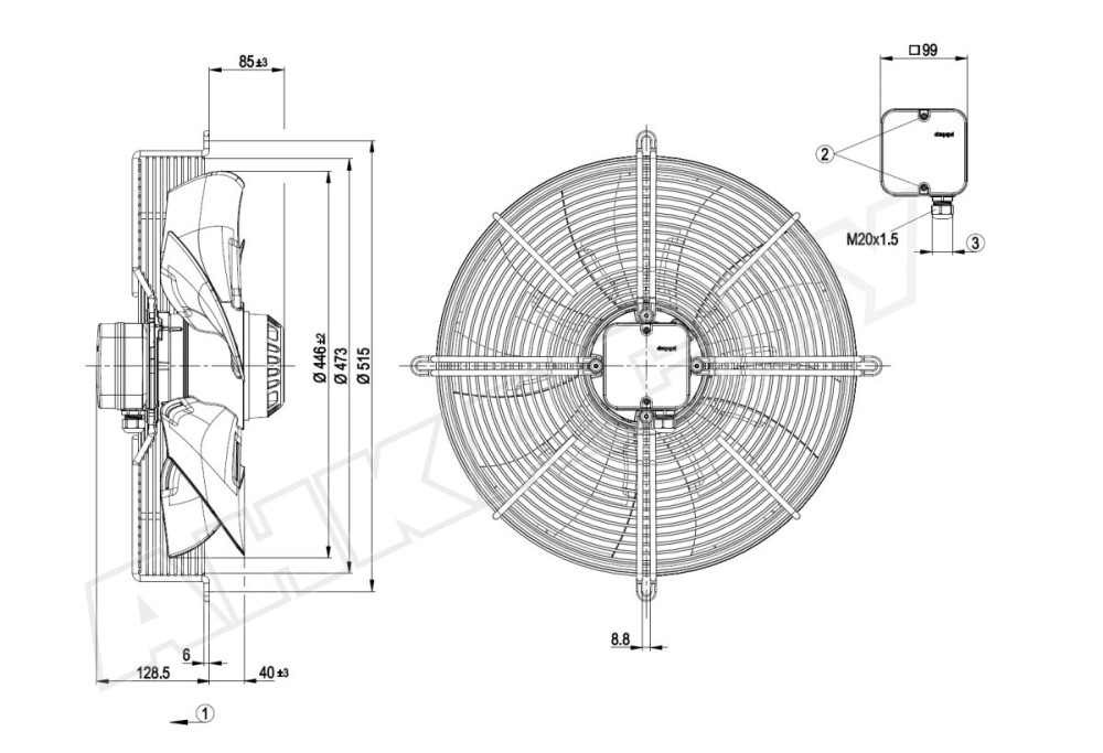 Вентилятор осевой промышленный Ebmpapst S4E450AO0901