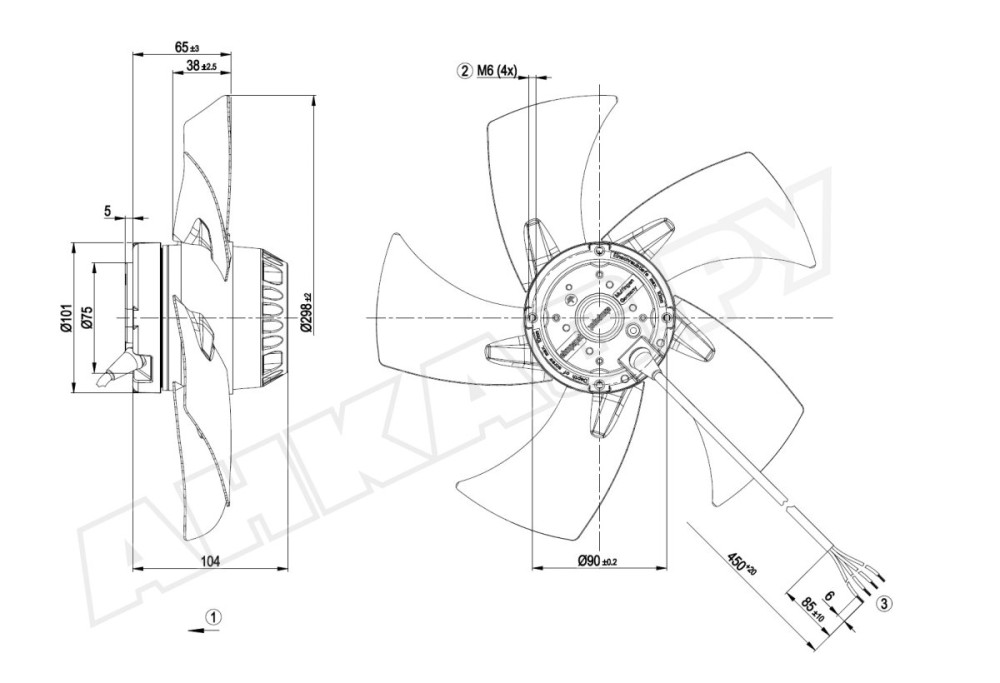 Вентилятор осевой промышленный Ebmpapst A2E300AP0201