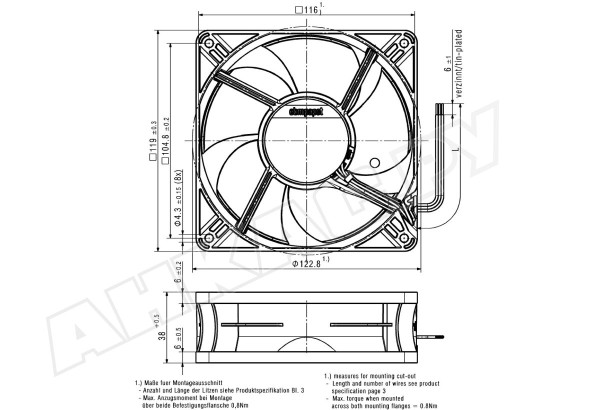 Вентилятор осевой промышленный Ebmpapst 4414 MR