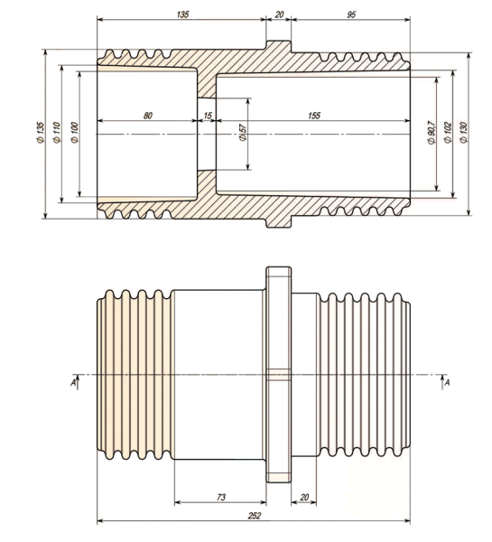 Полимерный изолятор проходной 10 кВ ИПЭЛ 10-076-00 УХЛ2