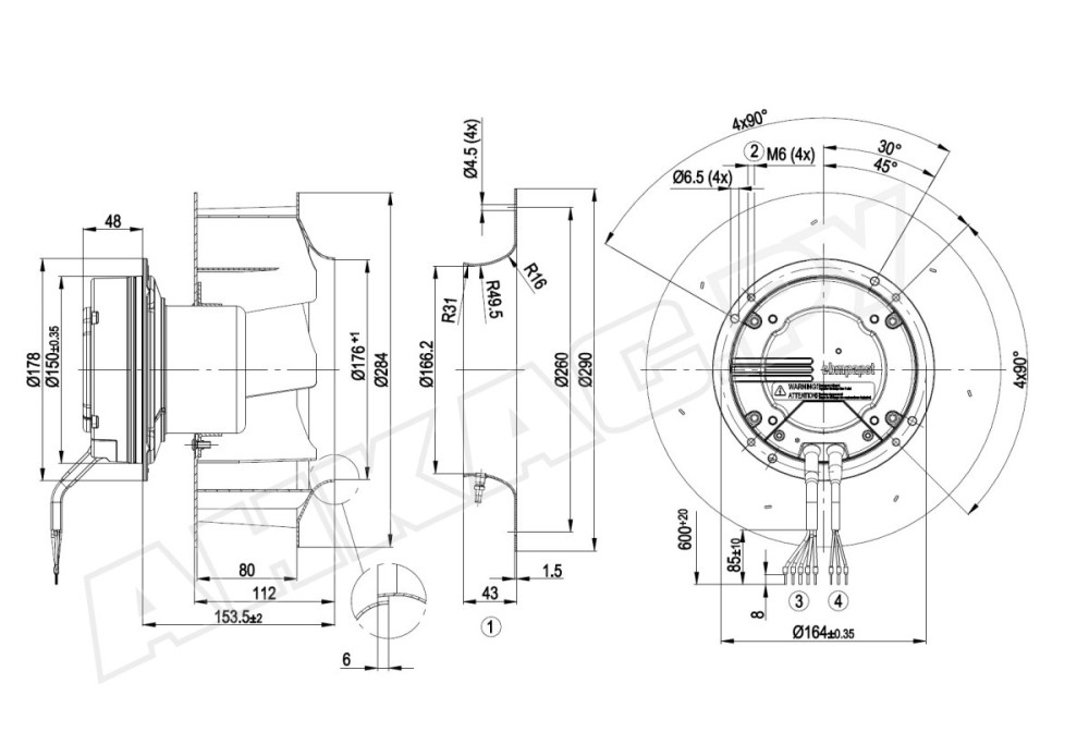 Центробежный вентилятор Ebmpapst R3G250AT3971