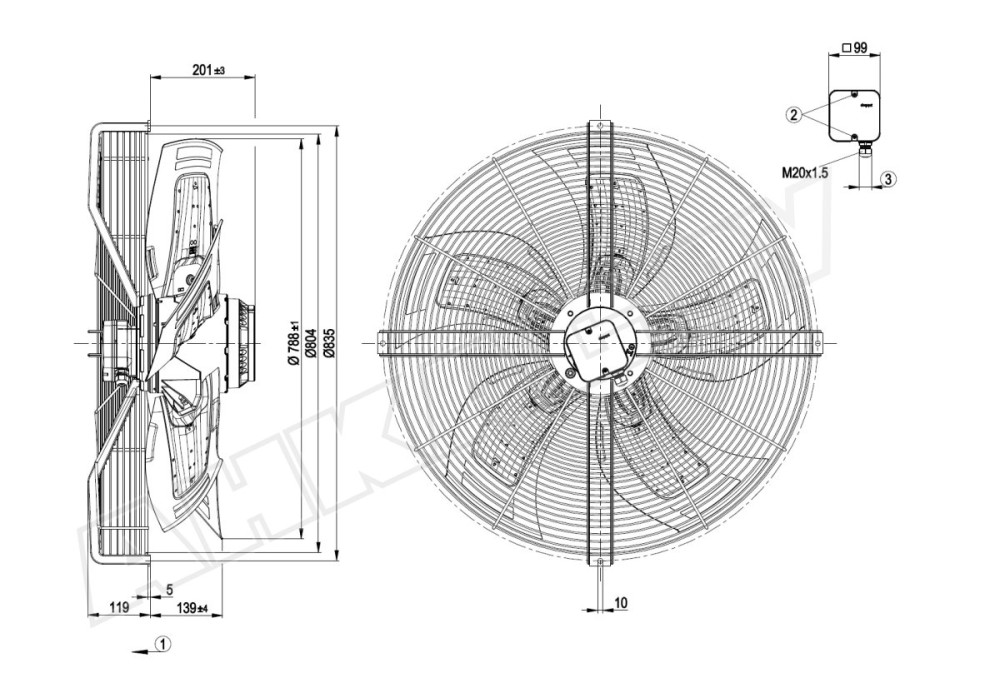 Вентилятор осевой промышленный Ebmpapst S6D800BA0109