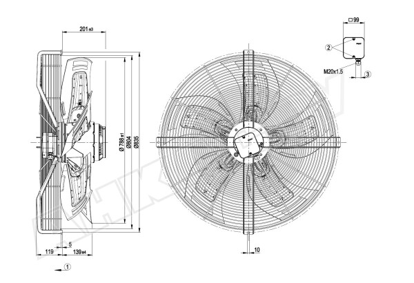 Вентилятор осевой промышленный Ebmpapst S6D800BA0109