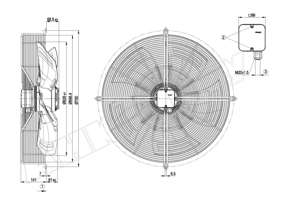 Вентилятор осевой промышленный Ebmpapst S6D630AN0102