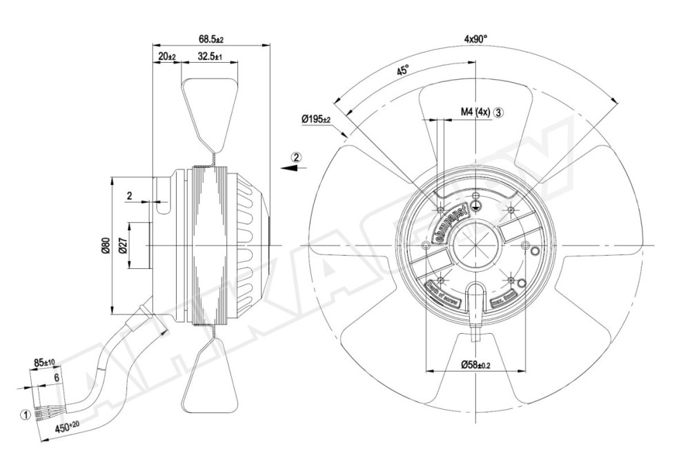 Вентилятор осевой промышленный Ebmpapst A2E200AF0201
