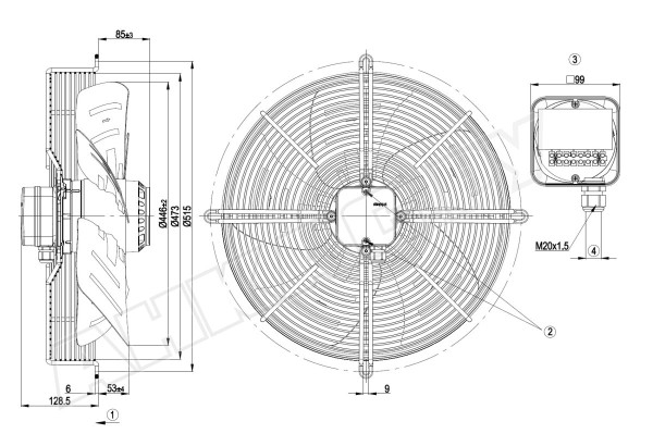 Вентилятор осевой промышленный Ebmpapst S4E450GA0901