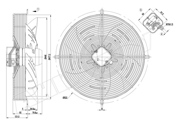 Вентилятор осевой промышленный Ebmpapst S4E450AP0120