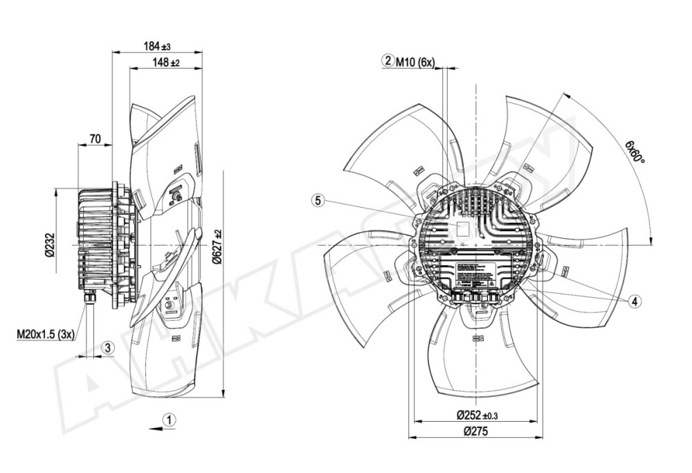 Вентилятор осевой промышленный Ebmpapst A3G630AH2309