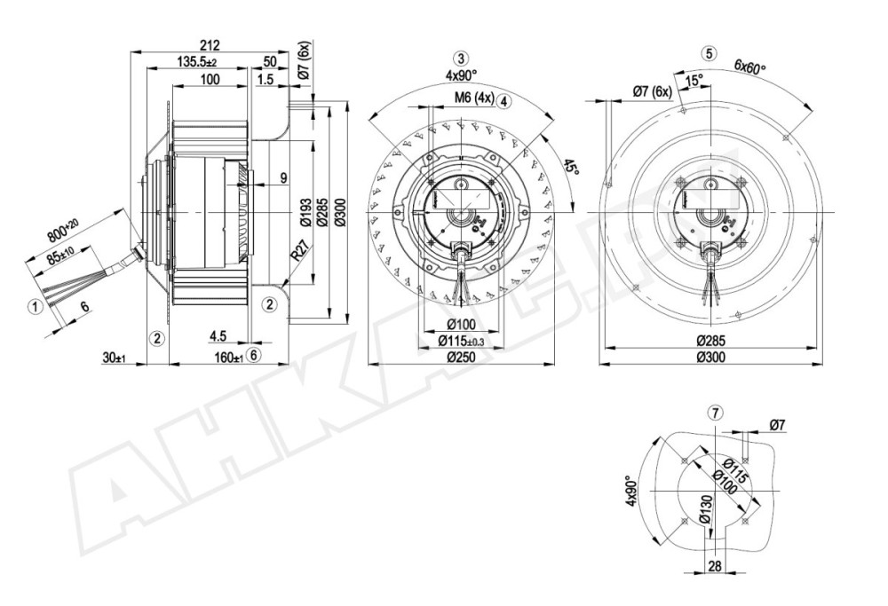 Центробежный вентилятор Ebmpapst R4D250CG0701