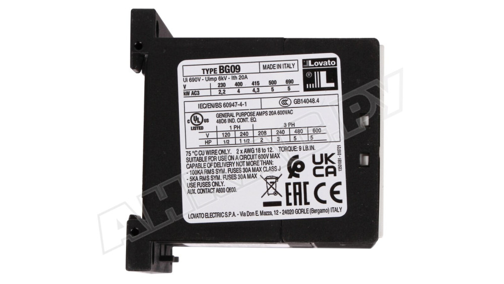 Миниконтактор Lovato 11 BG09 T4 A230