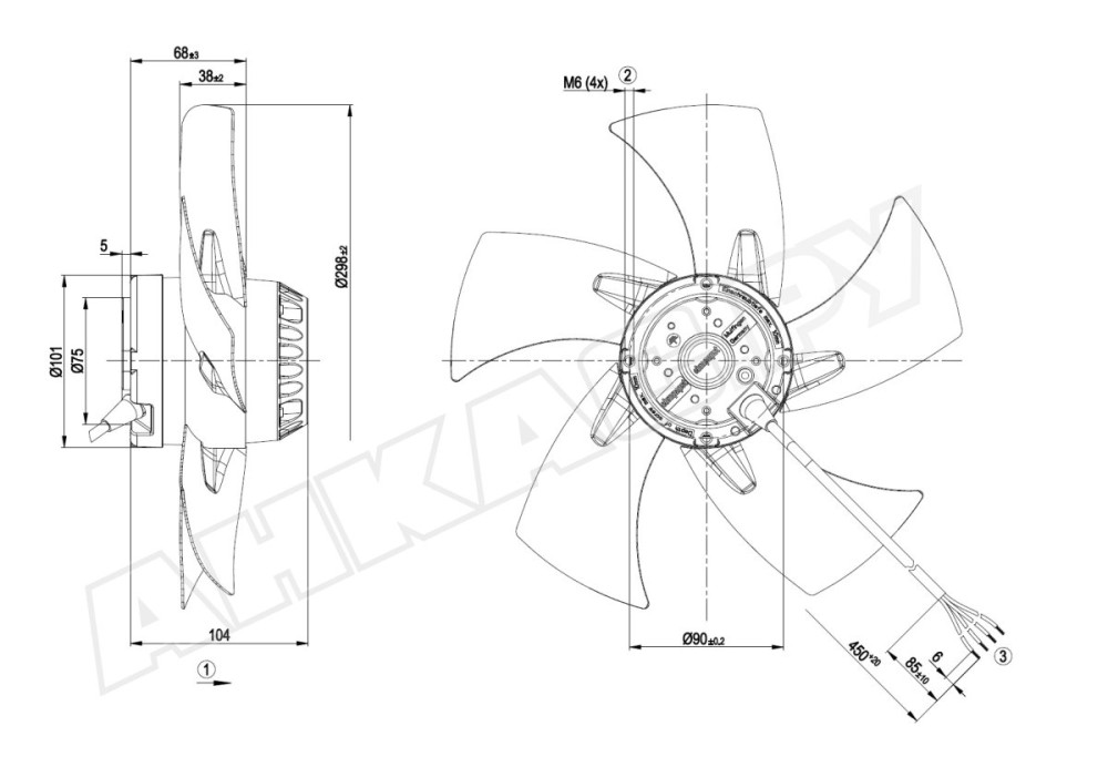 Вентилятор осевой промышленный Ebmpapst A2E300AP0202