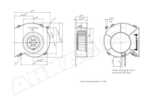 Центробежный вентилятор Ebmpapst RL 65-21/14/37 HP