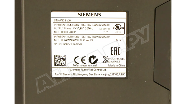 Преобразователь частоты Siemens Sinamics V20, 6SL3210-5BE32-2CV0