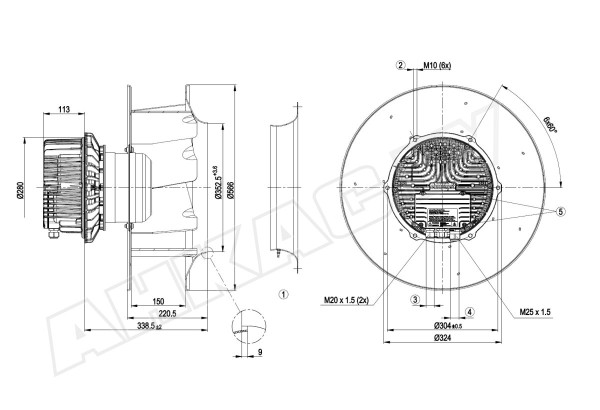 Центробежный вентилятор Ebmpapst R3G500AQ3301