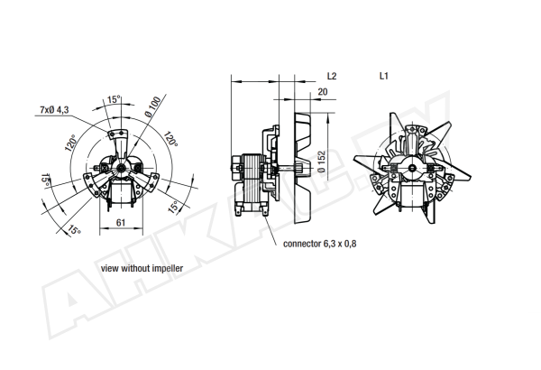 Центробежный вентилятор Ebmpapst RRL152/0020A85-3030LH-187amv