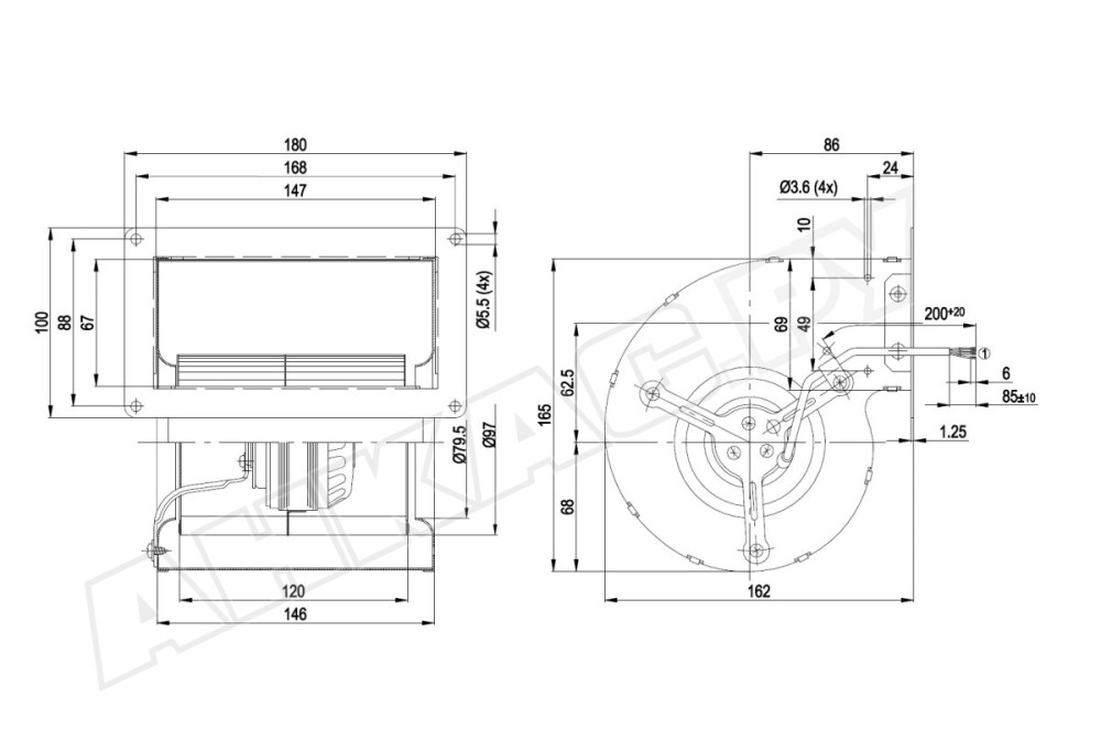 Центробежный вентилятор Ebmpapst, D2E097BI5648