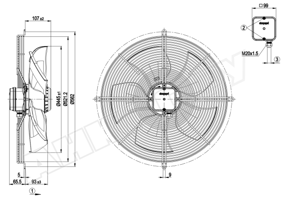 Вентилятор осевой промышленный Ebmpapst S4E450BU0302