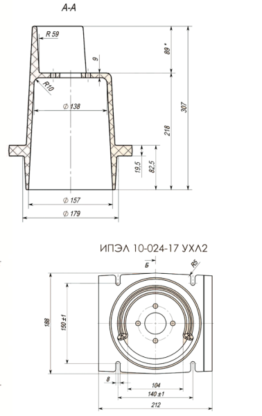Полимерный изолятор проходной 10 кВ ИПЭЛ 10-024-11 (12) (17) УХЛ2