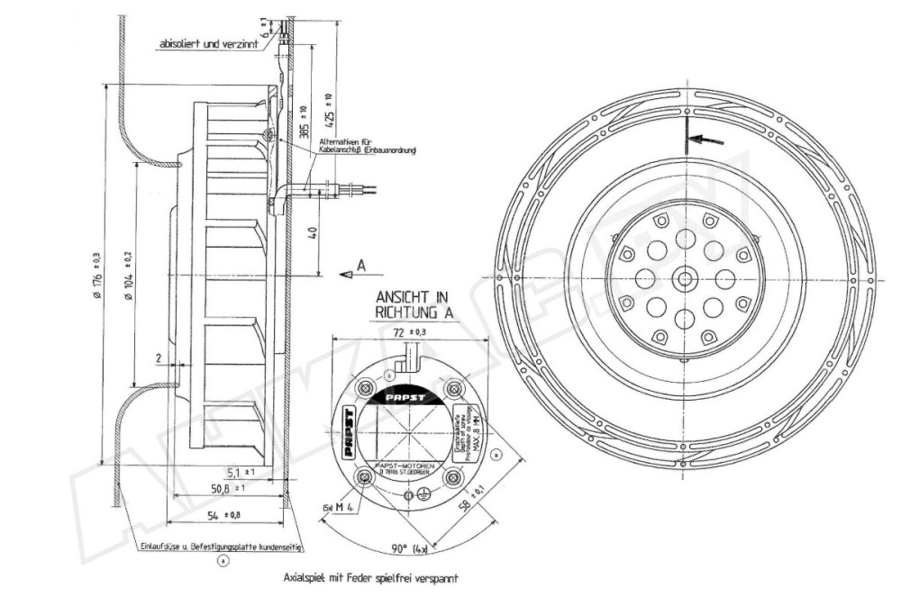 Центробежный вентилятор Ebmpapst RER 160-28/06 S