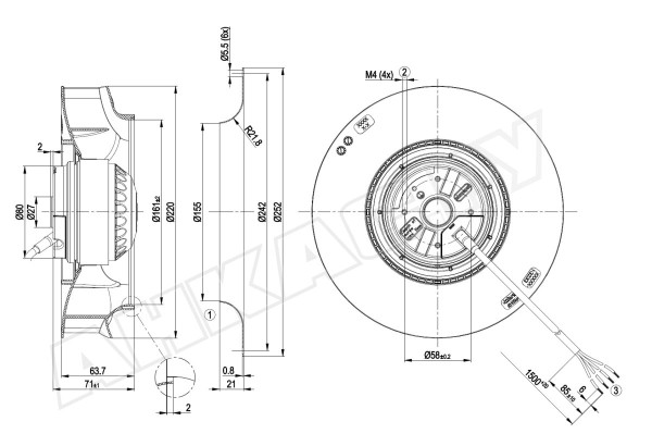 Центробежный вентилятор Ebmpapst R2E220RB0614