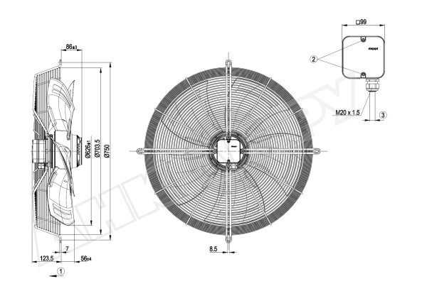 Вентилятор осевой промышленный Ebmpapst S6E630AN0101