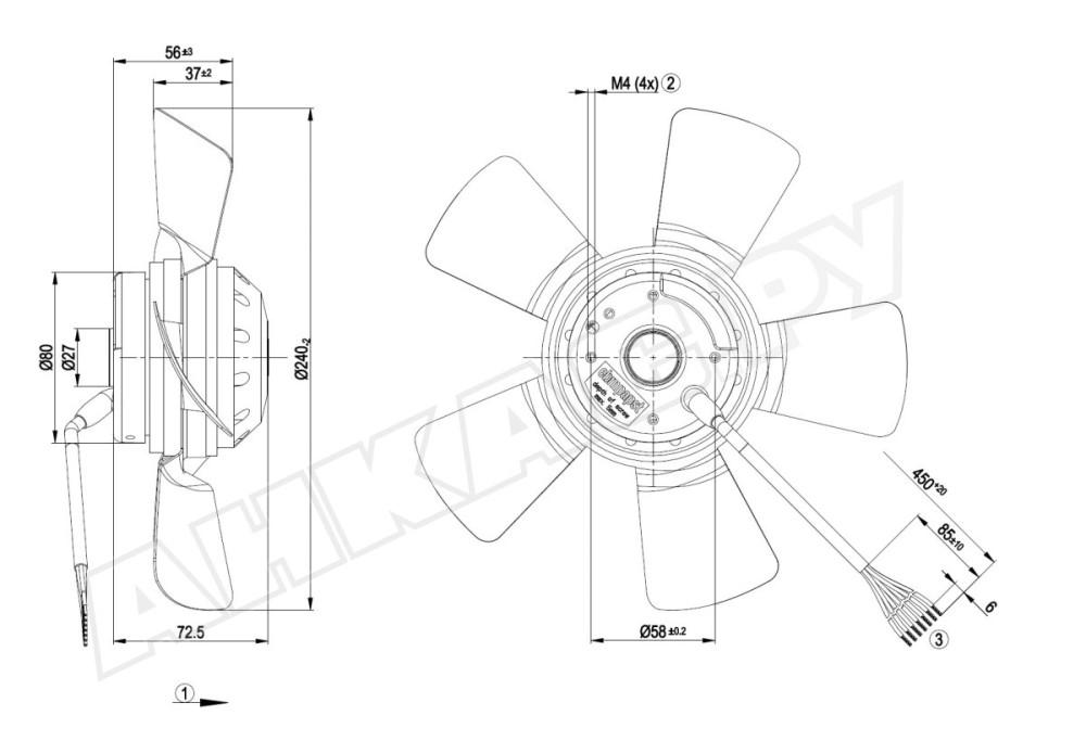 Вентилятор осевой промышленный Ebmpapst A2D240AA0202