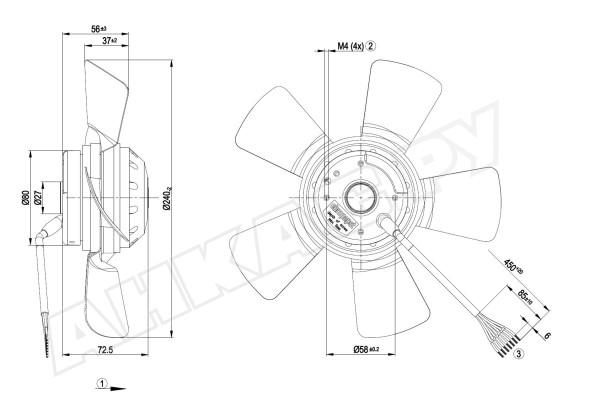 Вентилятор осевой промышленный Ebmpapst A2D240AA0202