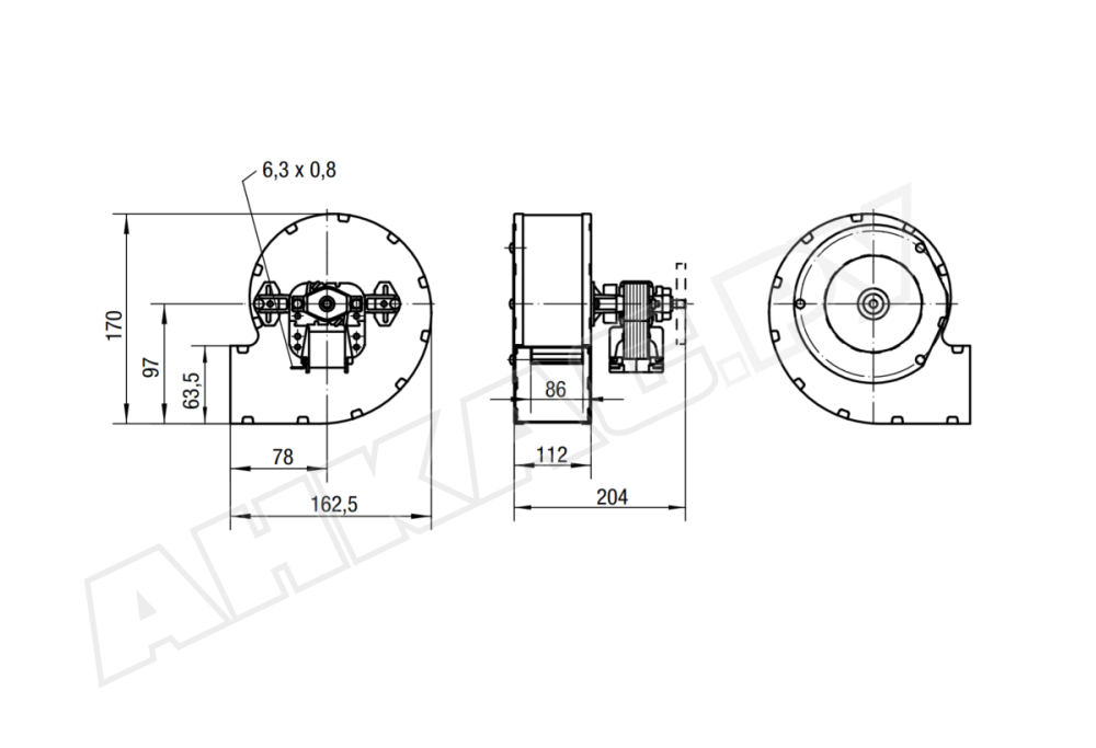 Центробежный вентилятор Ebmpapst RLA97/8600ZA7-3045L-130 nu