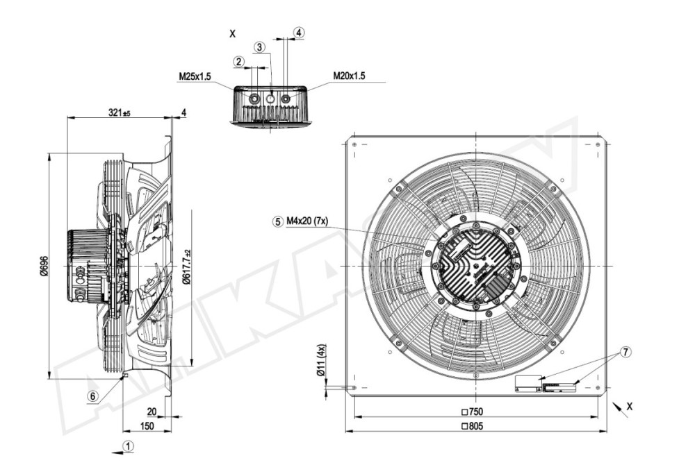 Вентилятор осевой промышленный Ebmpapst W3G710GU2191