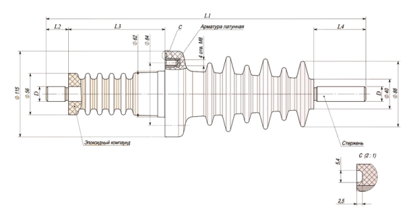 Изоляторы проходные 10 кВ ИПЭЛ 10-5-045 УХЛ2